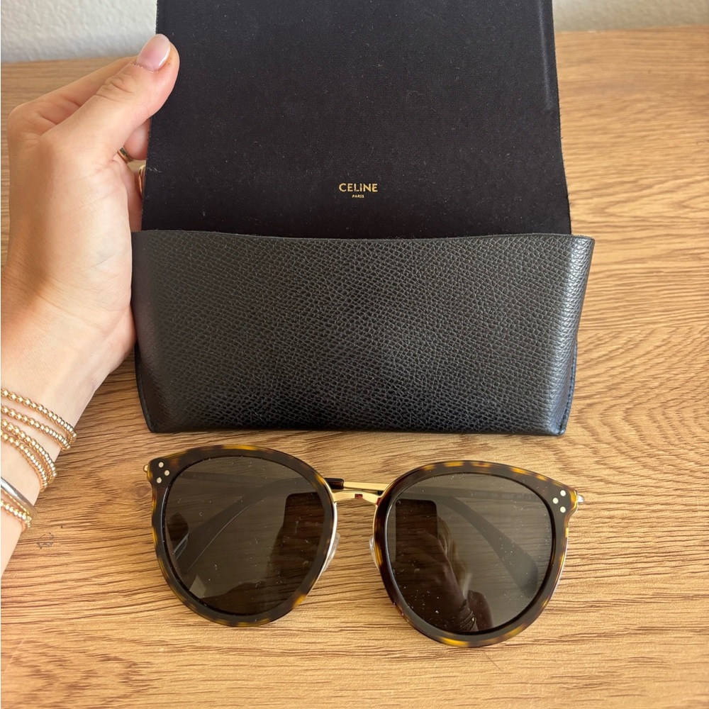 Céline Havana and Gold Sunglasses with Case